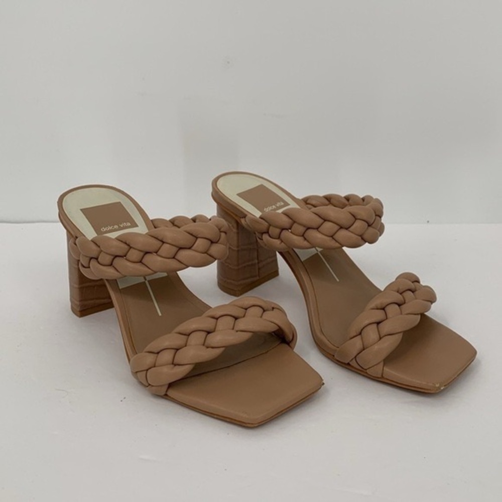 Women's Braided Tan Heeled Sandals